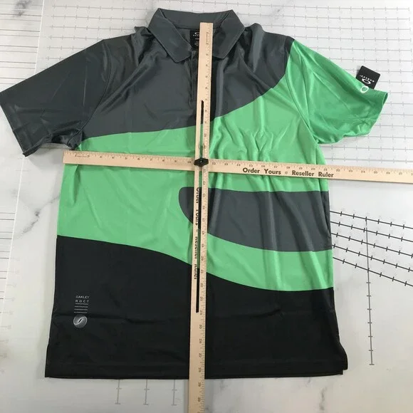 Oakley Golf Shirt Mens Large Green Reduct Polo Hydrolix Virulent FOA404357X - Picture 8 of 11